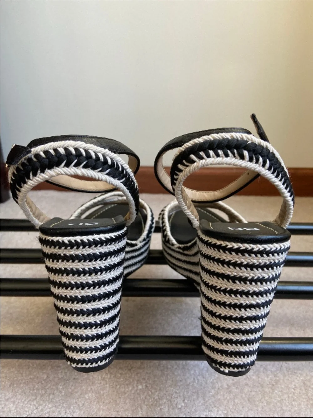bp Black and Cream Braided Wedge Sandals